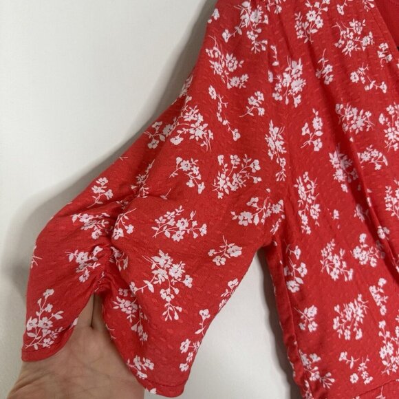 En Creme Red Mini Dress Ruffle Tiered Women’s Size Small Little Red Dress floral - Picture 4 of 9